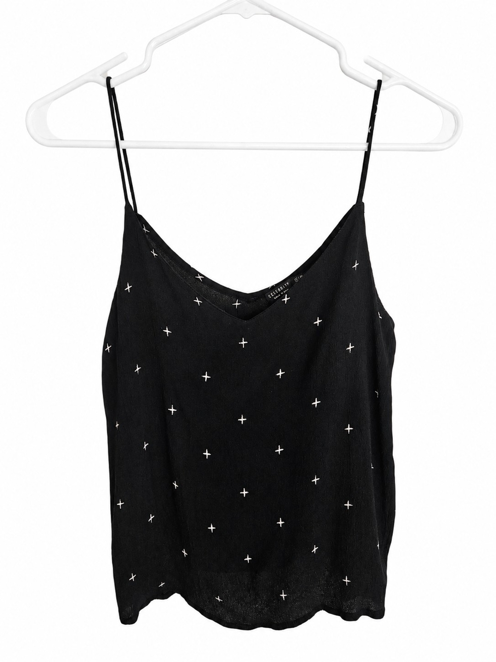 Cotton On Black Spaghetti Strap Camisole with White Cross Embroidery